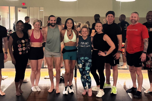 FFC park ridge members and instructor group photo I group fitness studio after class