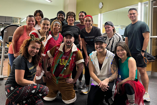 Group photo of members after group fitness class at FFC South Loop