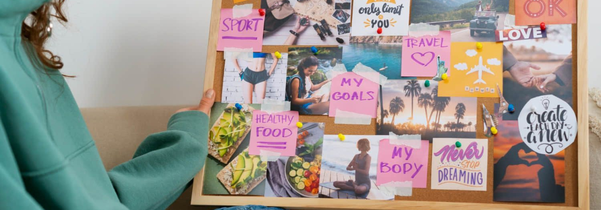 A women with a vision board